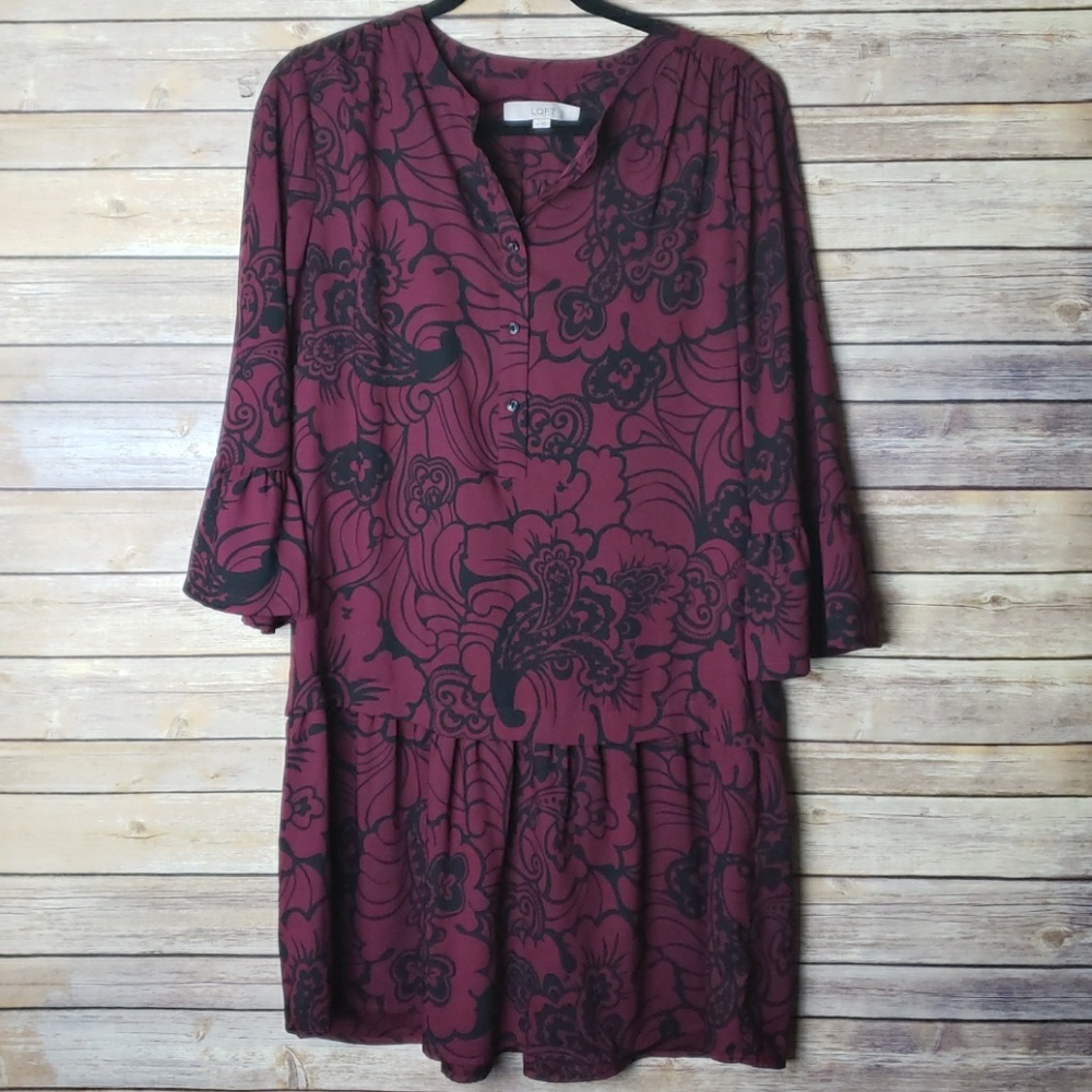 Loft Paisley Print Drop Waist Dress